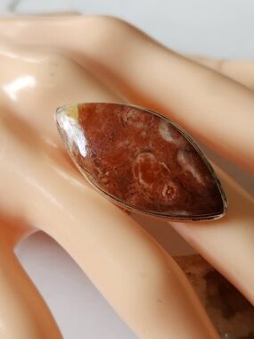 New Sterling Silver and Red Sea Jasper Statement Ring Size 11